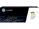 HP Genuine 659X Yellow Toner Cartridge, high yield, LaserJet printer supplies, HP brand yellow color.