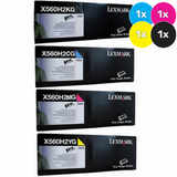 Lexmark X560 Toner Cartridges Value Pack - Includes: [1 x Black, Cyan, Magenta, Yellow]