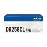 Brother DR258CL Drum Unit, blue and white packaging with four pack label, Brother logo visible.