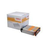 Oki C310DN Drum Unit, Oki brand, with packaging, showcasing orange and silver components, and black parts.