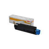 Oki MB451 HY Black Toner cartridge with blue end cap and packaging box on white background.
