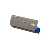 Oki C711WT White Toner cartridge with blue end cap, gray body, Oki branding visible clearly.