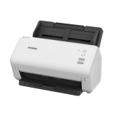 Brother ADS-3100 white document scanner with black tray and control panel on a white background.