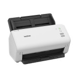 Brother ADS-3100 white document scanner with black tray and control panel on a plain background.