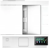 HP Color Laserjet Pro MFP 4301Fdw Printer, white, color touchscreen display, closed.