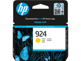 Genuine HP 924 Yellow Ink Cartridge, HP brand, yellow color, in original packaging with blue butterflies.