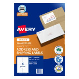 Avery Inkjet Shipping Labels 99.1x99.3mm 50 Pack