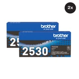 Brother TN-2530 Black Toner Cartridge Multipack, 2-pack, blue and black packaging with white text visible.