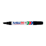 Artline 109001 Office Marker Pen, genuine, black tip, colorful label on white background.