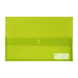 Lime green Marbig Polypick Foolscap document wallet, Genuine, with white label on lower right corner.