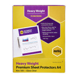 Marbig Heavyweight A4 Sheet Protectors, 100 pack, clear, 70 microns, premium glass clear protectors.