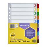 Marbig Indices &amp; Dividers 10 Tab Reinforced A4 Colourour