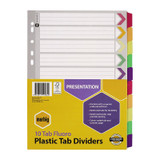 Marbig Indices &amp; Dividers 10 Tab Reinforced A4 Fluorescentro