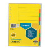 Marbig Indices &amp; Divider 10 Tab Manillala A4 Brights