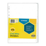 Marbig A4 White Manilla 6 Tab Dividers, Genuine product with storage label and barcode visible.