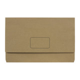 Marbig Slimpick Foolscap Kraft Document Wallet, brown, rectangular, with label area, pack of 10.