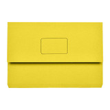 Marbig Slimpick Foolscap Document Wallet, bright yellow, genuine, rectangular with embossed label on top flap.