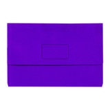 Marbig Slimpick Foolscap Document Wallet, purple, rectangular with central label area, pack of 10.