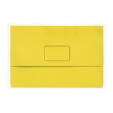Marbig Slimpick Foolscap Document Wallet, yellow, Genuine, pack of 10, rectangular with central label area.