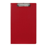 Red Marbig Polypropylene Clipfolder Foolscap with silver metal clip, Genuine Item, no writing or objects.