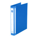 Marbig Deluxe A4 25mm 4D Ring Binder, blue polyethylene, showcasing spine and cover design.