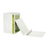 Marbig Clearview A4 65mm 4D White Insert Binder, Genuine, open and closed, on white background.