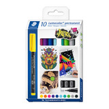 Staedtler 318 Permanent Marker Fine Assorted Pack of 10, colorful markers in various vibrant hues.