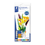 Staedtler Acrylic Paint Set, assorted colors, 12 genuine paints in a box, colorful paint tubes visible.