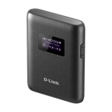 D-Link DWR-933M Wi-Fi Hotspot, black, with LCD screen and logo, portable mobile router device.