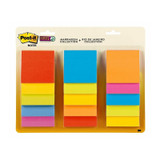 Post-It Super Sticky Notes, assorted colors, 180 pads, 76x76mm, packaged in a plastic case.