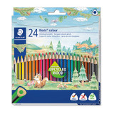 Staedtler 187 C24 colored pencils set, 24-pack, genuine office supplies, various vibrant colors, upcycled wood case.