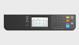 Kyocera MA3501WFX Mono MFP control panel with LCD screen and keypad, sleek black design.