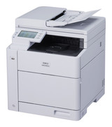 OKI MC554dnw Colour A4 MFP, white multifunction printer with LCD display and open top tray.