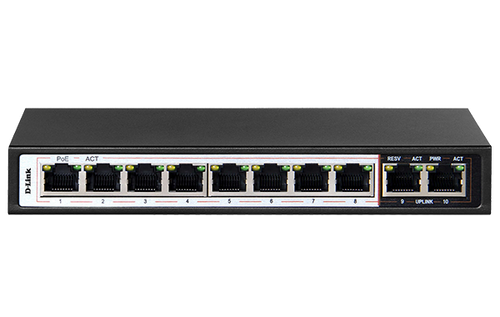 D-Link 10-Port PoE Switch with 8 Long Reach 250m PoE Ports