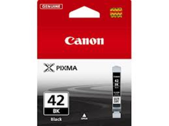 Canon CLI42 Black Ink Cart, genuine Canon PIXMA printer ink cartridge, black, 42BK model packaging.