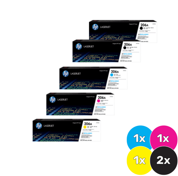 HP 206X Toner Cartridges Value Pack - Includes: [2 x Black, 1 x Cyan, Magenta, Yellow]