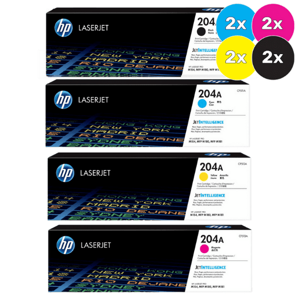 HP 204A Toner Cartridges Value Pack - Includes: [2 x Black, Cyan, Magenta, Yellow]