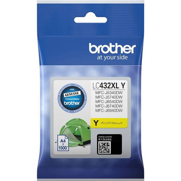 Brother LC432XL yellow ink cartridge, compatible with MFC-J6930DW, MFC-J6935DW, MFC-J6945DW, and MFC-J6955DW printers.
