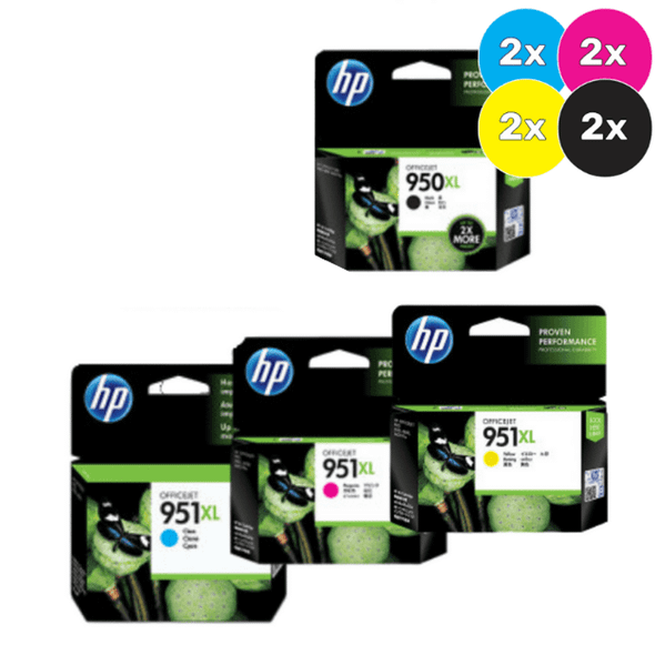 HP 950/951XL Ink Cartridge Value Pack, 2x Black, Cyan, Magenta, Yellow, HP brand packaging shown.