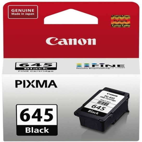 Canon PG645 Black Ink Cart for CANON PIXMA TS3360, genuine Canon product packaging with black cartridge.