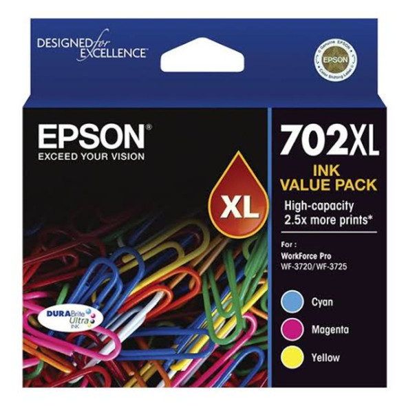 Epson 702XL Cyan, Magenta, Yellow Ink Cartridge (Original)