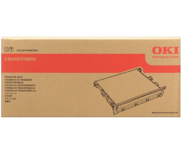 OKI Transfer Unit For ES8460/8462MFP, cardboard box packaging with product illustration and branding details.