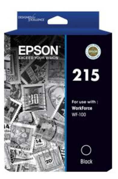 Epson 215 black ink cartridge for EPSON WORKFORCE WF100 printer, compatible with Workforce WF-100.