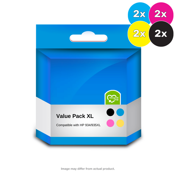 Replacement HP 935 934 Ink Cartridges XL 10-Pack - High Yield: 4 Black, 2  Cyan, 2 Magenta, 2 Yellow