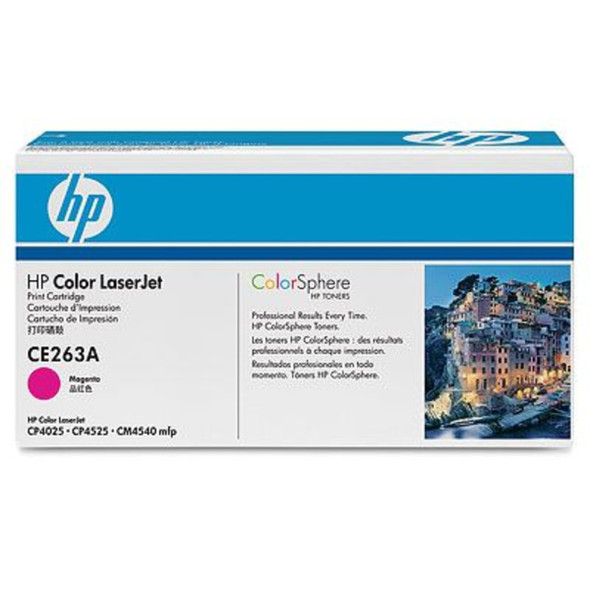 HP Genuine 648A Magenta Toner Cartridge, CE263A, ColorSphere, for HP Color LaserJet printers, magenta color.