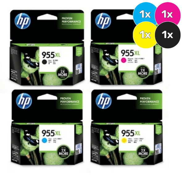 HP 955XL Ink Cartridge Value Pack - Includes: [1 x Black, Cyan, Magenta, Yellow]