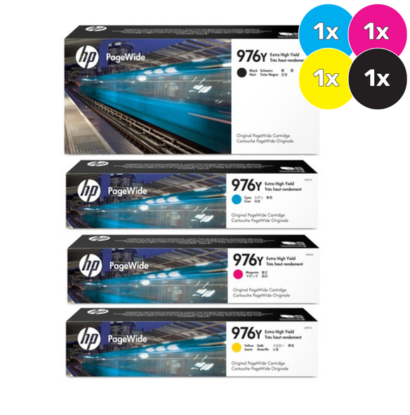 HP 976Y Ink Cartridge Value Pack, four cartridges, black, cyan, magenta, yellow, PageWide, by HP.
