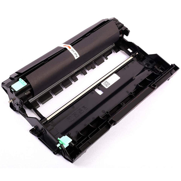 Brother DR2425 Drum Unit, black, empty, for laser printer, showing internal mechanism and rollers clearly.