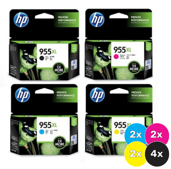HP 955XL Ink Cartridge Value Pack (10) - Includes: [4 x Black, 2 x Cyan, Magenta, Yellow]