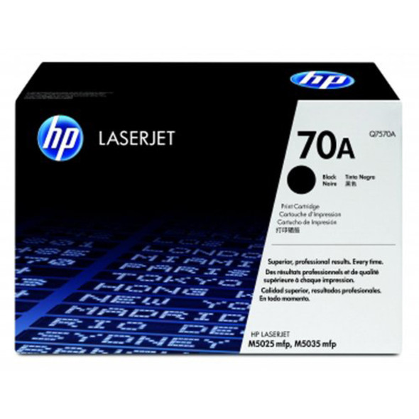 HP Genuine 70A Black Toner Cartridge, LaserJet printer supplies, genuine HP branding, black color, model 70A, for professional print results.